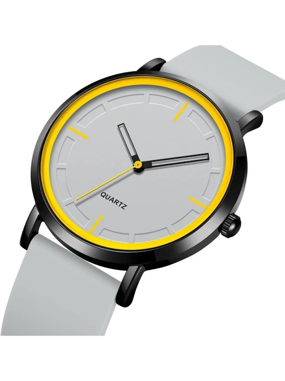 Women's Grey Analog Quartz Simple Silicone Strap Waterproof Round Sport Watch